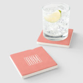 イニシャルモノグラム |サンゴに白 ストーンコースター (横)