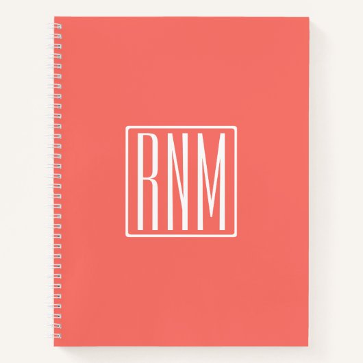 イニシャルモノグラム |サンゴに白 ノートブック (正面)