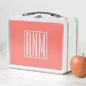 イニシャルモノグラム |サンゴに白 メタルランチボックス (インサイチュ)