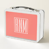 イニシャルモノグラム |サンゴに白 メタルランチボックス (裏面)