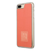 イニシャルモノグラム |サンゴに白 CarvedウッドiPhoneケース (左)