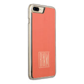 イニシャルモノグラム |サンゴに白 CarvedウッドiPhoneケース (右)
