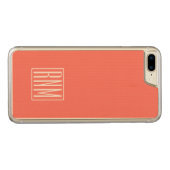イニシャルモノグラム |サンゴに白 CarvedウッドiPhoneケース (裏面(横))