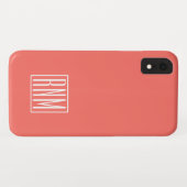 イニシャルモノグラム |サンゴに白 Case-Mate iPhoneケース (裏面(横))