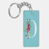 イニシャルモノグラム フラワー カスタムカラー Dレター キーホルダー (正面左)