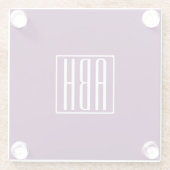 イニシャルモノグラム |ホワイトオン深い紫 ガラスコースター (裏面)