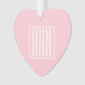 イニシャルモノグラム |淡いピンクの白 オーナメント (正面)