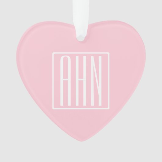 イニシャルモノグラム |淡いピンクの白 オーナメント (正面)