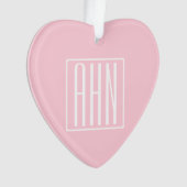 イニシャルモノグラム |淡いピンクの白 オーナメント (正面)