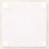 イニシャルモノグラム |淡いピンクの白 ガラスコースター (裏面)