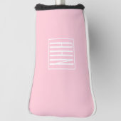 イニシャルモノグラム |淡いピンクの白 ゴルフヘッドカバー (回転90)