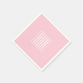 イニシャルモノグラム |淡いピンクの白 スタンダードカクテルナプキン (角)