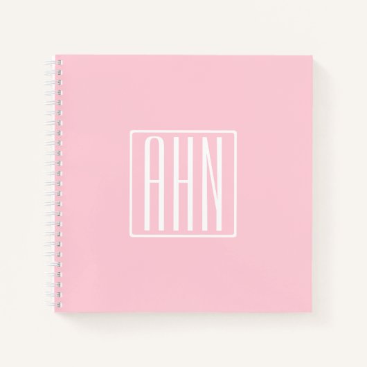 イニシャルモノグラム |淡いピンクの白 ノートブック (正面)
