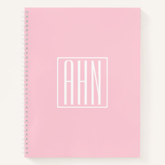 イニシャルモノグラム |淡いピンクの白 ノートブック (正面)