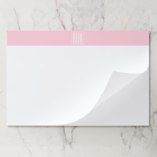 イニシャルモノグラム |淡いピンクの白 ペーパーパッド (折り畳み)