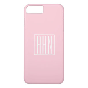 イニシャルモノグラム 淡いピンクの白 iPhone 8 PLUS/7 PLUSケース