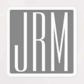 イニシャルモノグラム |灰色の白 ラベル (デザイン1)