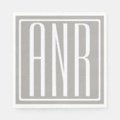 イニシャルモノグラム |薄い灰色の白 スタンダードランチョンナプキン (正面)