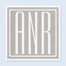 イニシャルモノグラム |薄い灰色の白 スタンダードランチョンナプキン