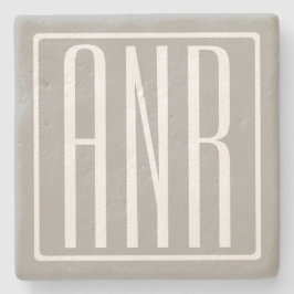 イニシャルモノグラム |薄い灰色の白 ストーンコースター