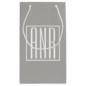 イニシャルモノグラム |薄い灰色の白 スモールペーパーバッグ (裏面)