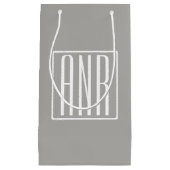 イニシャルモノグラム |薄い灰色の白 スモールペーパーバッグ (正面)