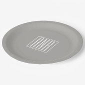 イニシャルモノグラム |薄い灰色の白 ペーパープレート (アングル)