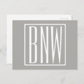 イニシャルモノグラム |薄い灰色の白 ポストカード (正面/裏面)