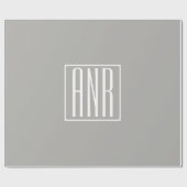 イニシャルモノグラム |薄い灰色の白 ラッピングペーパー (フラット)