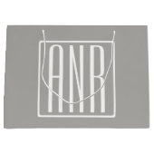 イニシャルモノグラム |薄い灰色の白 ラージペーパーバッグ (正面)