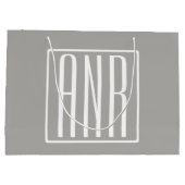 イニシャルモノグラム |薄い灰色の白 ラージペーパーバッグ (裏面)