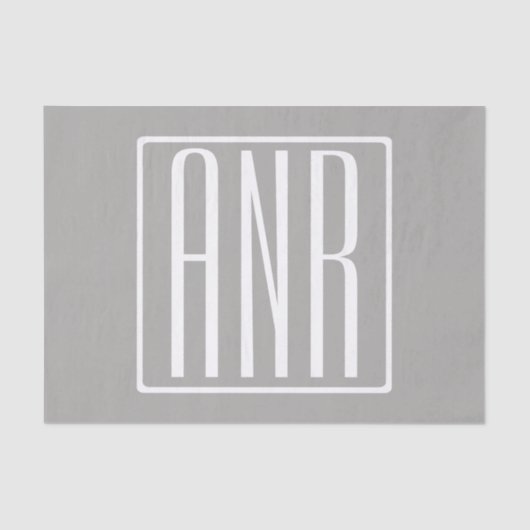 イニシャルモノグラム |薄い灰色の白 薄葉紙 (正面)