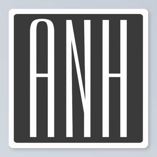 イニシャルモノグラム |黒の上に白 シール