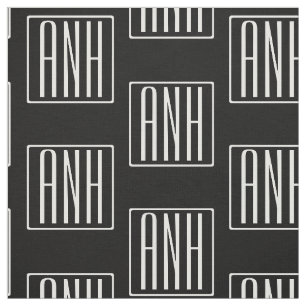 イニシャルモノグラム  黒の上に白 ファブリック