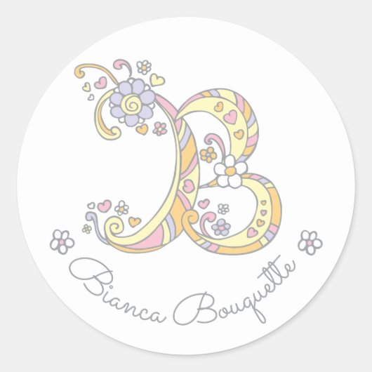 イニシャルモノグラムB名前をカスタムするID名スタンプ ラウンドシール (正面)