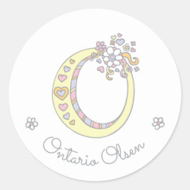 イニシャルモノグラムO名前をカスタムするID名スタンプ ラウンドシール