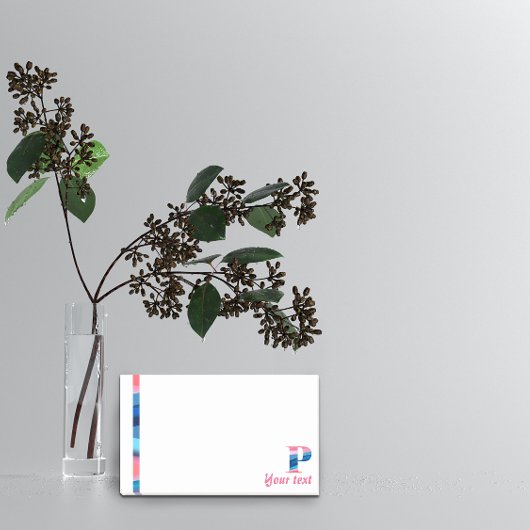 イニシャルモノグラムPコーラルブルー ポストイット