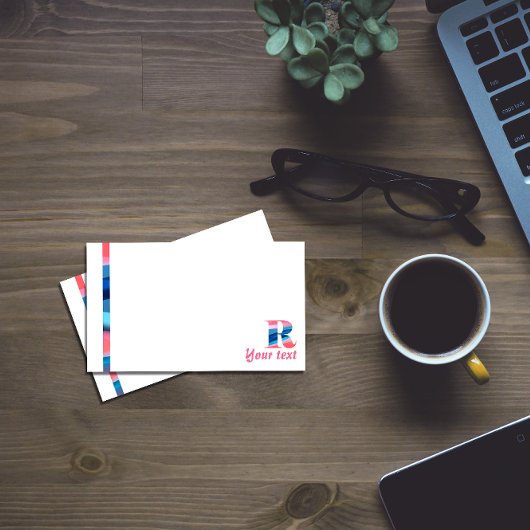 イニシャルモノグラムRコーラルブルーグラデーション注 ポストイット