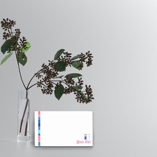 イニシャルモノグラムUコーラルブルーグラデーション注 ポストイット