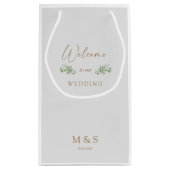 イニシャルユーカリ結婚式の引き出物グレイ&金ゴールド スモールペーパーバッグ (裏面)