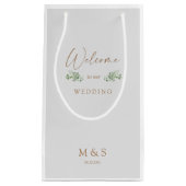 イニシャルユーカリ結婚式の引き出物グレイ&金ゴールド スモールペーパーバッグ (正面)