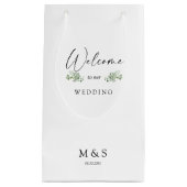 イニシャルユーカリ結婚式の引き出物ホワイト スモールペーパーバッグ (正面)