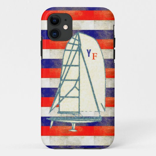 イニシャルヨット海洋ストライプ船 Case-Mate iPhoneケース (裏面)