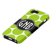イニシャルライムグリーン水玉模様iPhone 5ケース Case-Mate iPhoneケース (下部)