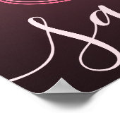 イニシャルレターピンクのスクリプトフォト名モノグラム ポスター (角)