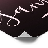 イニシャルレターピンクユニークのスクリプト名モノグラム ポスター (角)