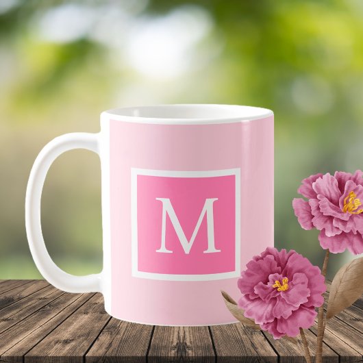 イニシャルレターピンク&ホワイト コーヒーマグカップ