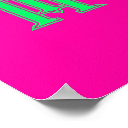 イニシャルレターモダンモノグラムスタイリッシュピンクグリーン ポスター (角)