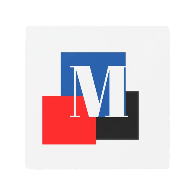 イニシャルレターモダンモノグラム メタルプリント (正面)