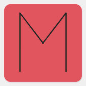 イニシャルレターモノグラムのミニマモダンリスト赤 スクエアシール (正面)